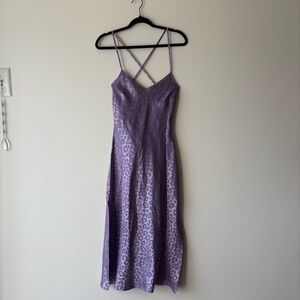 Lavender Animal-Print Slip Dress with Crisscross Straps